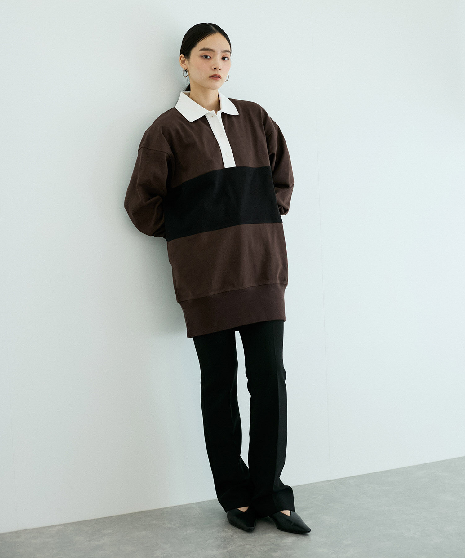 ADAM ET ROPE'「ラガーシャツミニワンピース」|ワンピース|