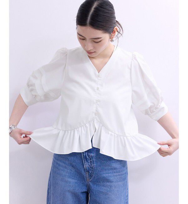 ADAM ET ROPE'「【WEB限定】パフスリーブギャザーブラウス」|シャツ・ブラウス|