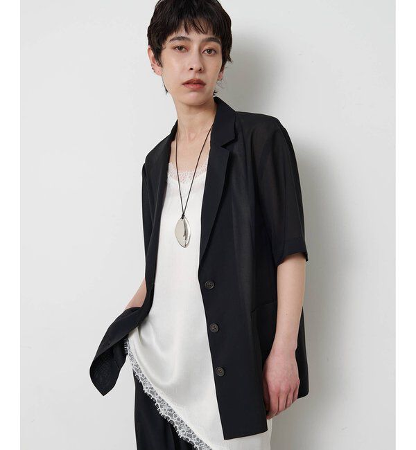 THE PAUSE「【THE PAUSE】シアーハーフスリーブジャケット」|テーラードジャケット|