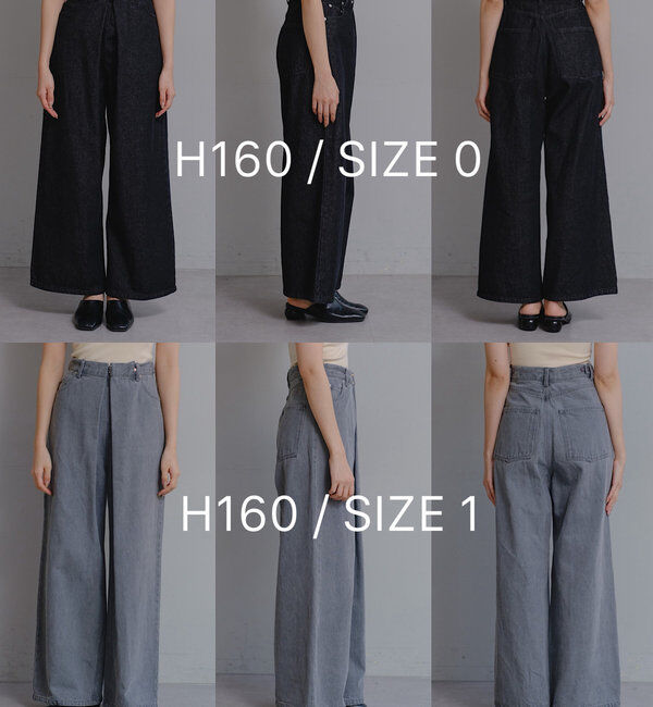  「【3サイズ】デニムタックワイドパンツ」|デニム|