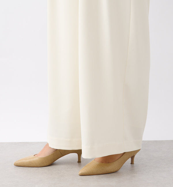  「【ウォッシャブル】【シーズンレスで使える】タックワイドスラックス」|チノ|