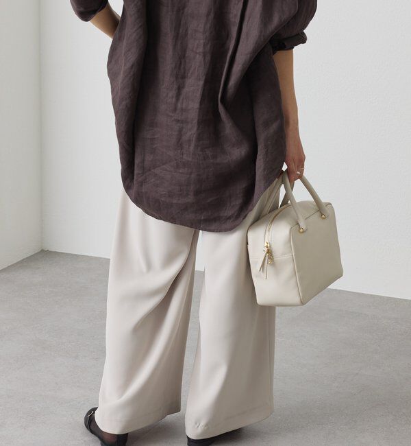  「【ウォッシャブル】【シーズンレスで使える】タックワイドスラックス」|チノ|