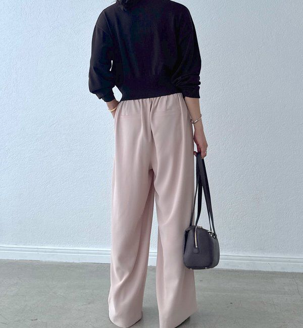  「【ウォッシャブル】【シーズンレスで使える】タックワイドスラックス」|チノ|