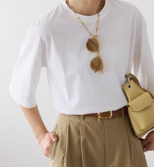  「【接触冷感/UVカット機能付き】ゴブソデクルーネックTee」|Tシャツ・カットソー|ホワイト