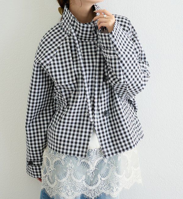  「スタンドカラーショートトレンチ」|トレンチコート|ブラック