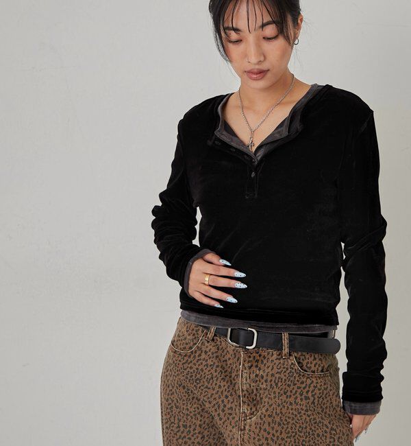  「フロッキーメッシュ ヘンリートップス」|Tシャツ・カットソー|