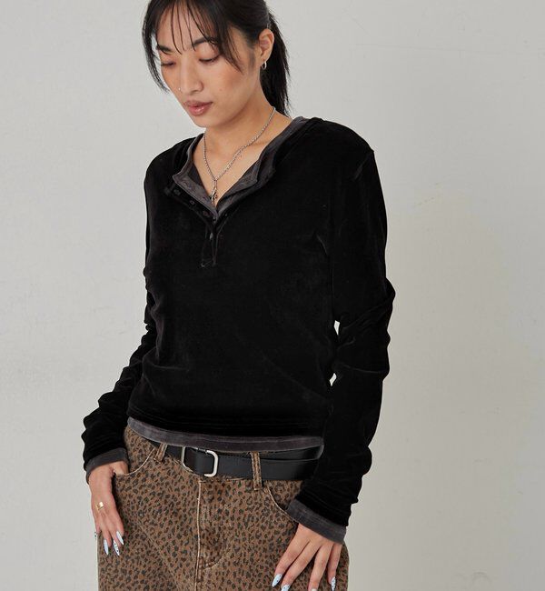  「フロッキーメッシュ ヘンリートップス」|Tシャツ・カットソー|