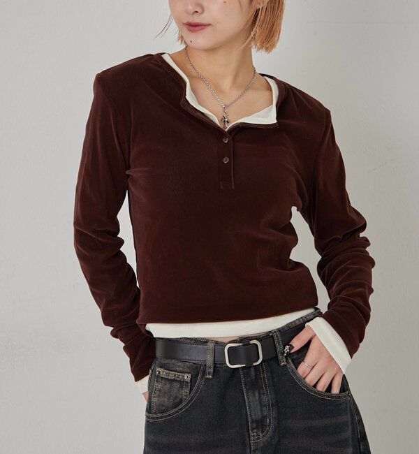  「フロッキーメッシュ ヘンリートップス」|Tシャツ・カットソー|