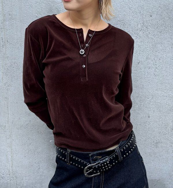  「フロッキーメッシュ ヘンリートップス」|Tシャツ・カットソー|