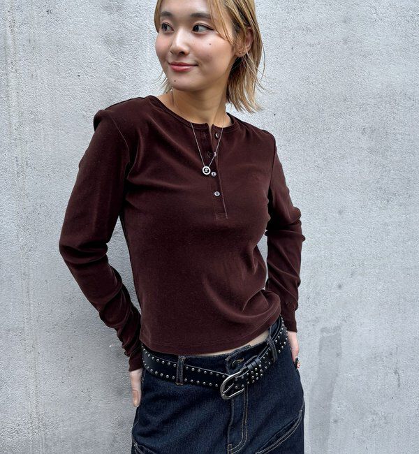  「フロッキーメッシュ ヘンリートップス」|Tシャツ・カットソー|