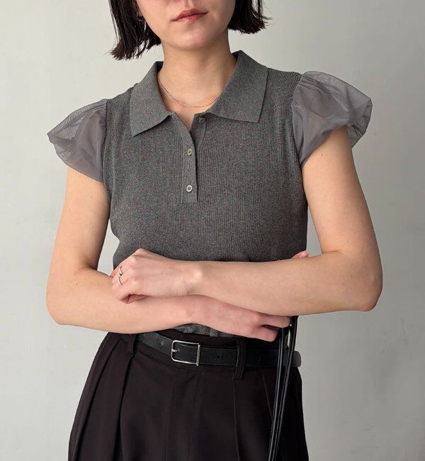  「ミニバルーンスリーブポロニット」|ニット・セーター|