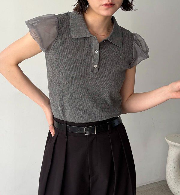  「ミニバルーンスリーブポロニット」|ニット・セーター|