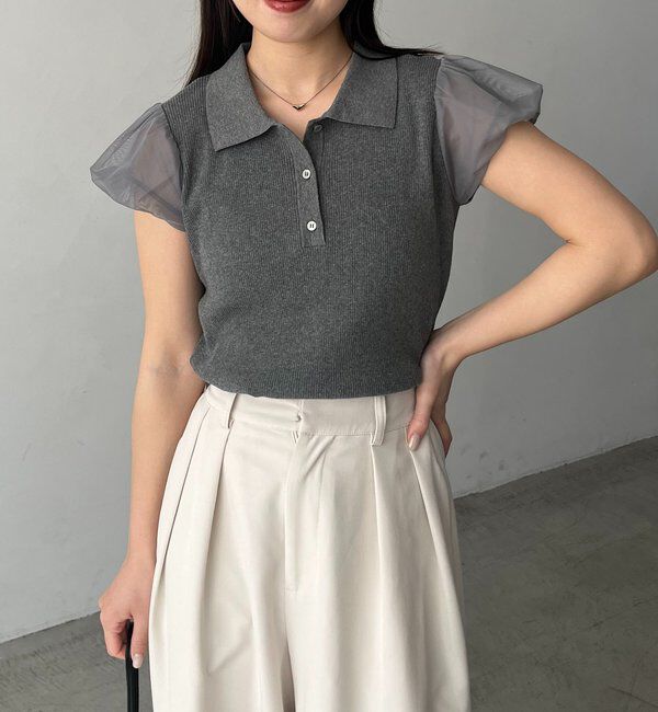  「ミニバルーンスリーブポロニット」|ニット・セーター|