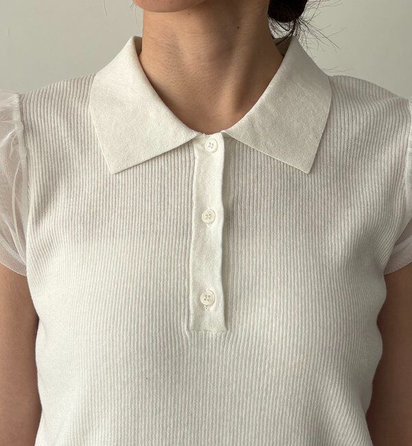  「ミニバルーンスリーブポロニット」|ニット・セーター|