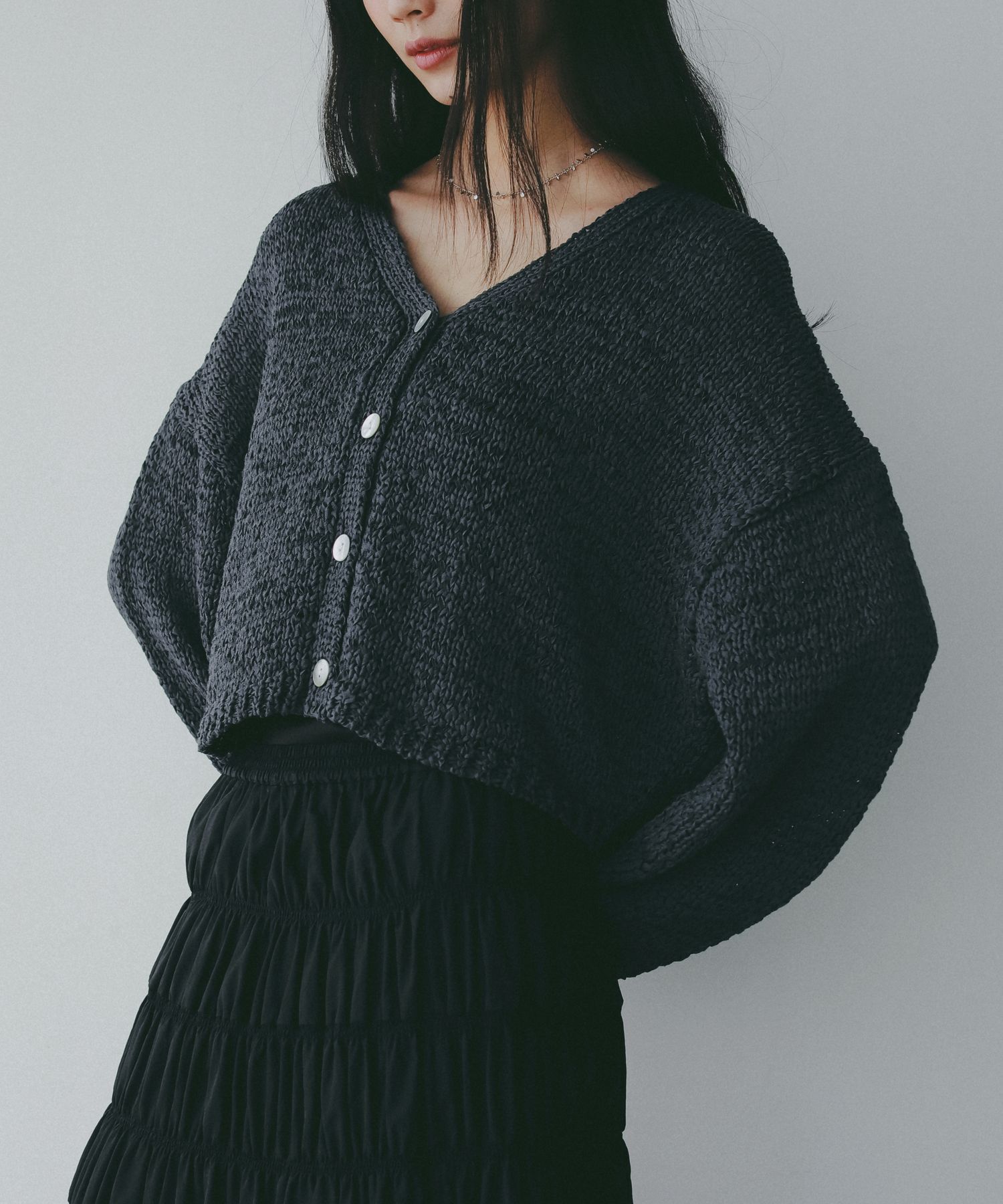 A part by 「テープヤーンニットカーディガン」|ニット・セーター|チャコールグレー