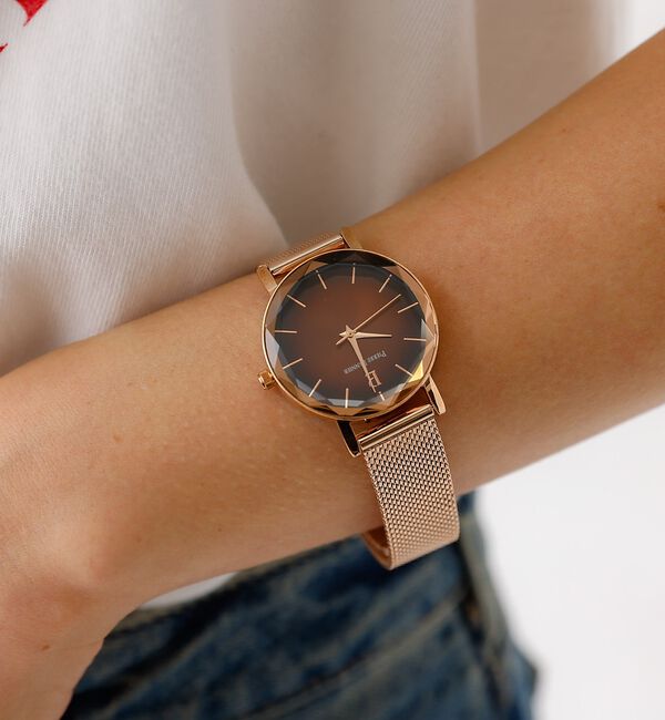 Rouge vif「【Pierre Lannier/ピエール・ラニエ】マルチプル/金属ベルト/レディ」|腕時計|ブラウン