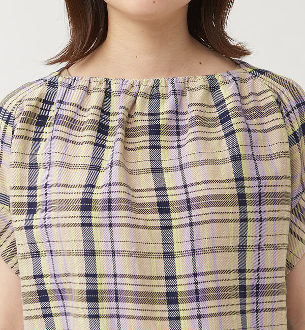 qualite「《セットアップ対応》レーヨンリネンチェックブラウス」|シャツ・ブラウス|
