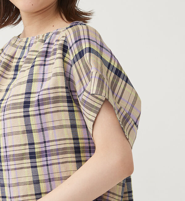 qualite「《セットアップ対応》レーヨンリネンチェックブラウス」|シャツ・ブラウス|