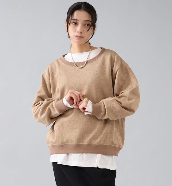 Liesse「ラメ裏毛プルオーバー」|Tシャツ・カットソー|ベージュ