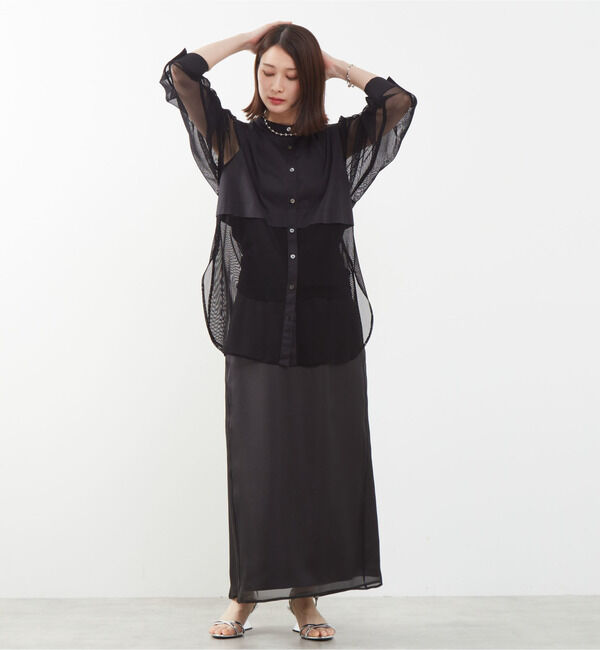 SOFFITTO「コットン&times;チュールMIXブラウス」|シャツ・ブラウス|