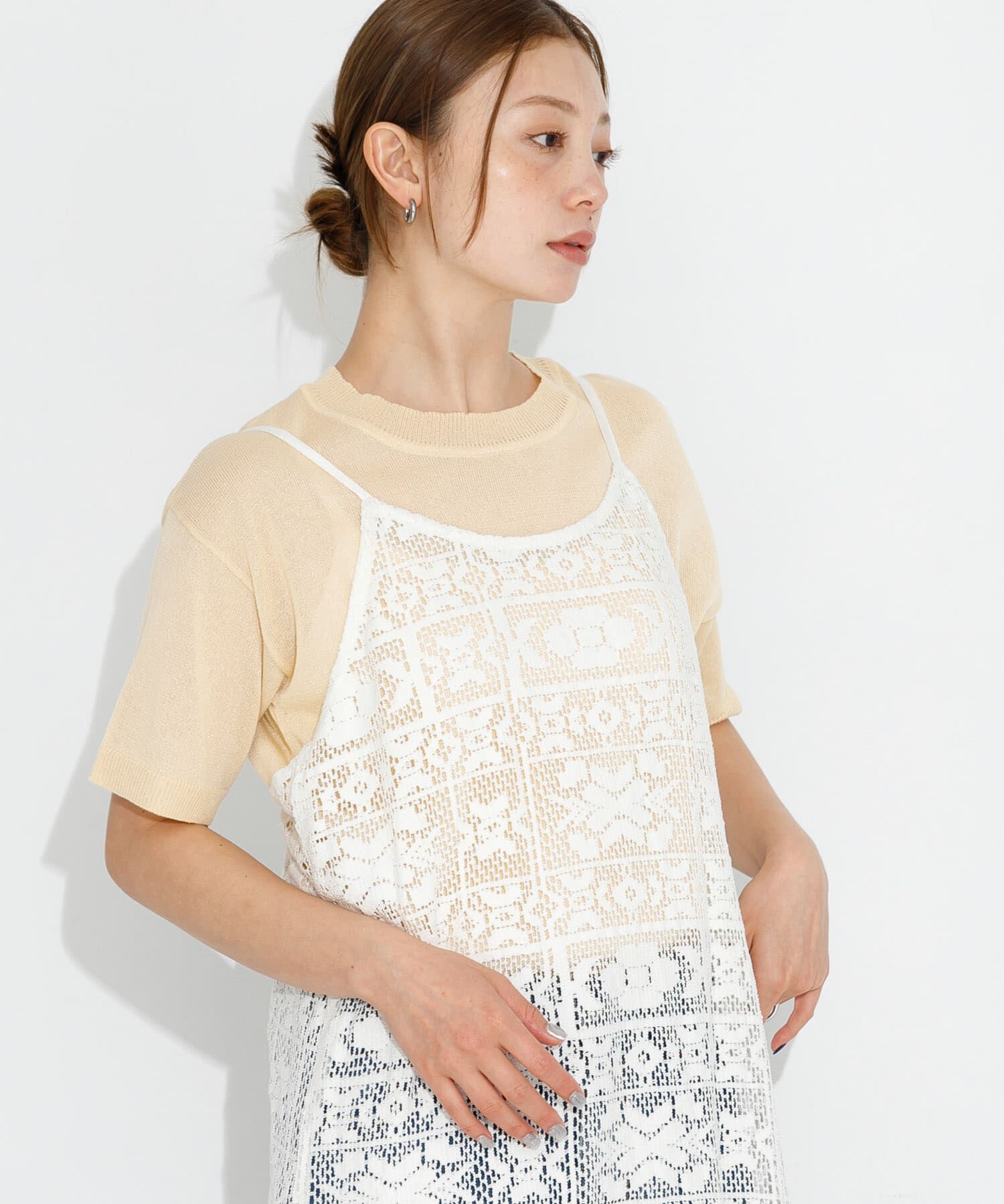 Sonny Label 「シアーラメニットTシャツ」|ニット・セーター|