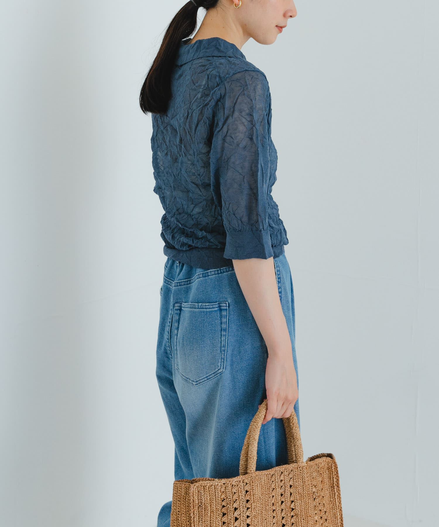 URBAN RESEARCH「new basic　リネン混ワッシャーシャツカラーニット」|ニット・セーター|