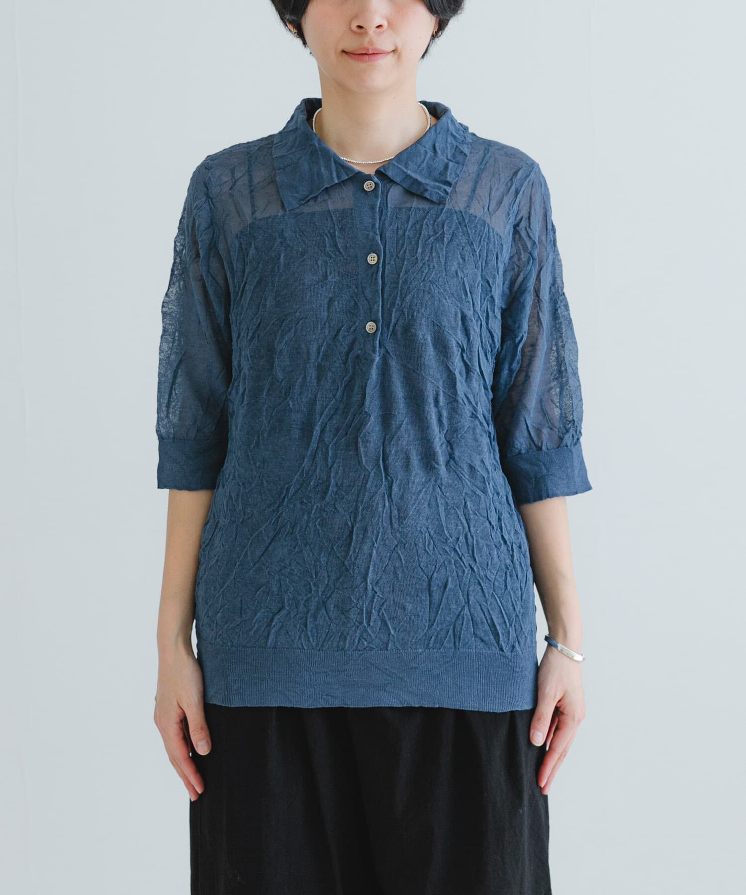 URBAN RESEARCH「new basic　リネン混ワッシャーシャツカラーニット」|ニット・セーター|