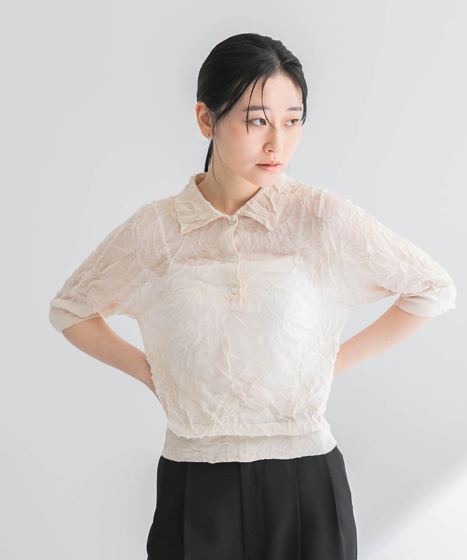 URBAN RESEARCH「new basic　リネン混ワッシャーシャツカラーニット」|ニット・セーター|