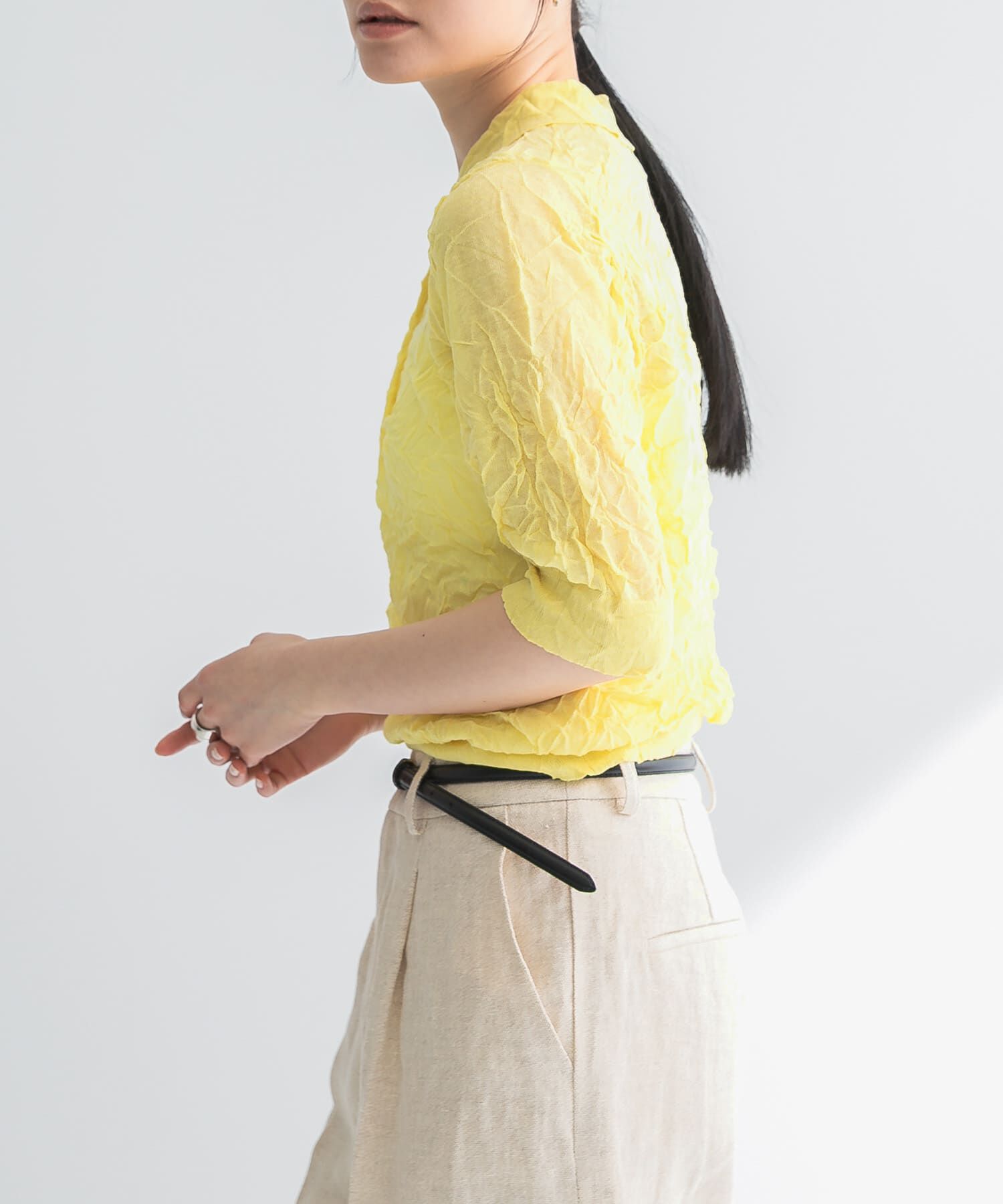 URBAN RESEARCH「new basic　リネン混ワッシャーシャツカラーニット」|ニット・セーター|