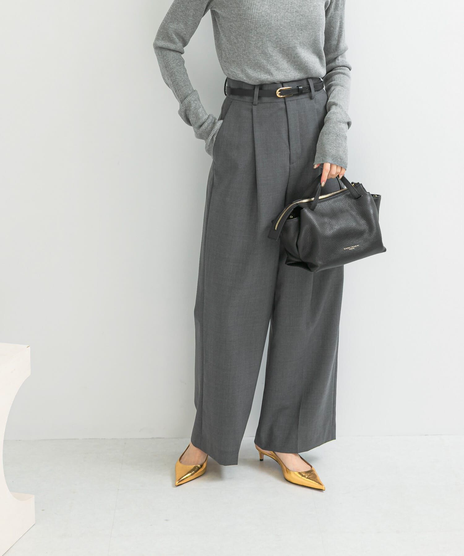 URBAN RESEARCH ROSSO「ウール混防シワハイウエストワイドスラックス」|その他|