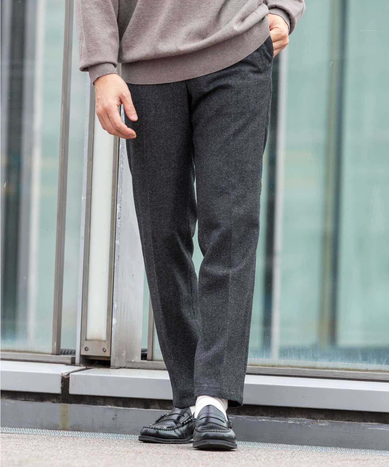 URBAN RESEARCH ROSSO「『XLサイズあり』ウールツイードテーパードパンツ」|その他|ブラック