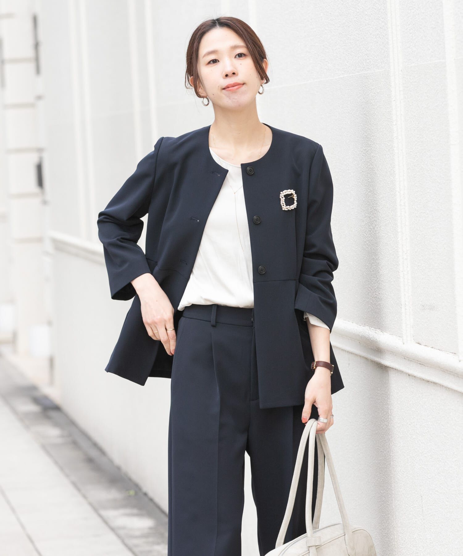 URBAN RESEARCH「ノーカラーペプラムジャケット」|ノーカラージャケット|