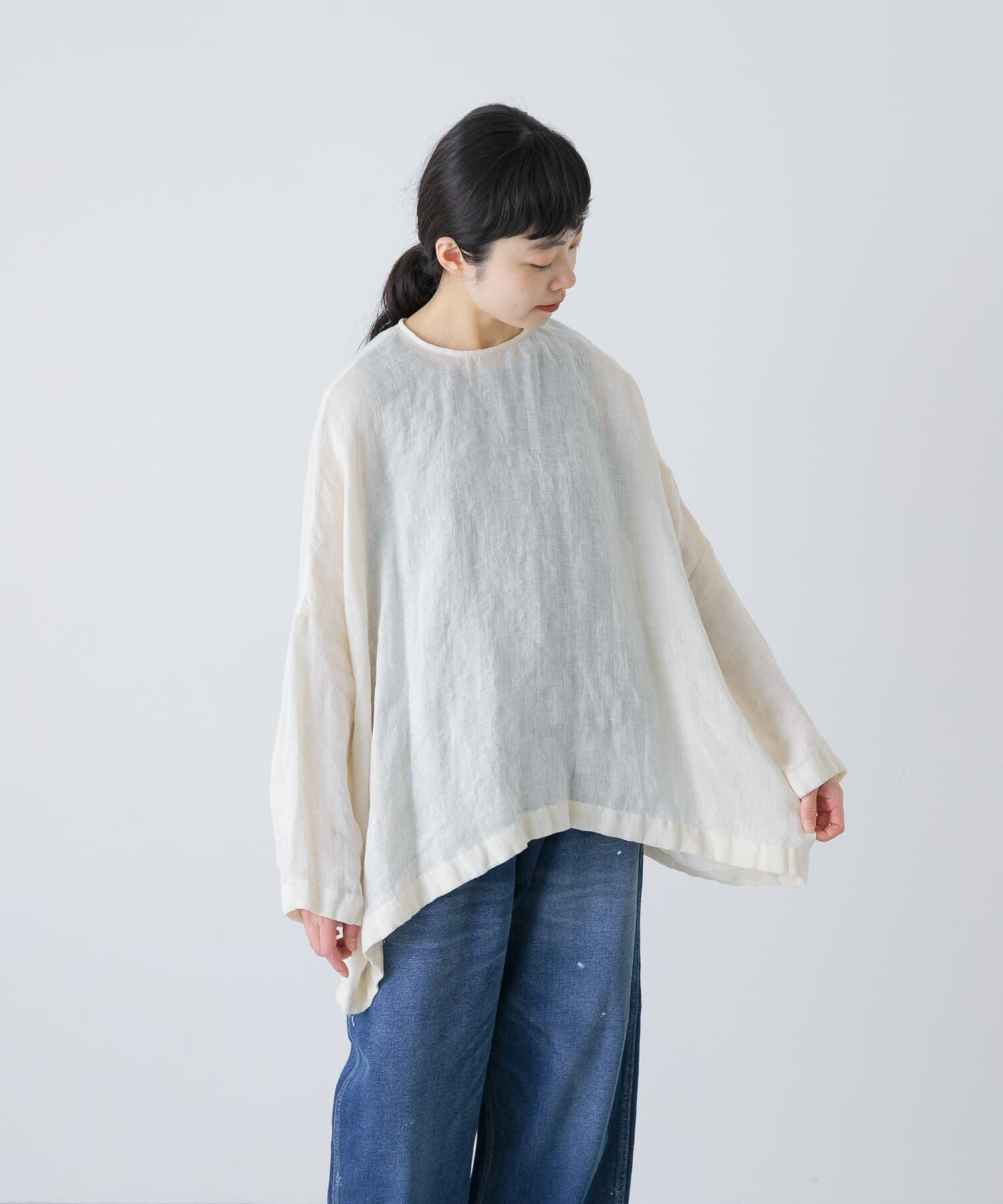 かぐれ「リネンボイルワイドプルオーバー」|シャツ・ブラウス|