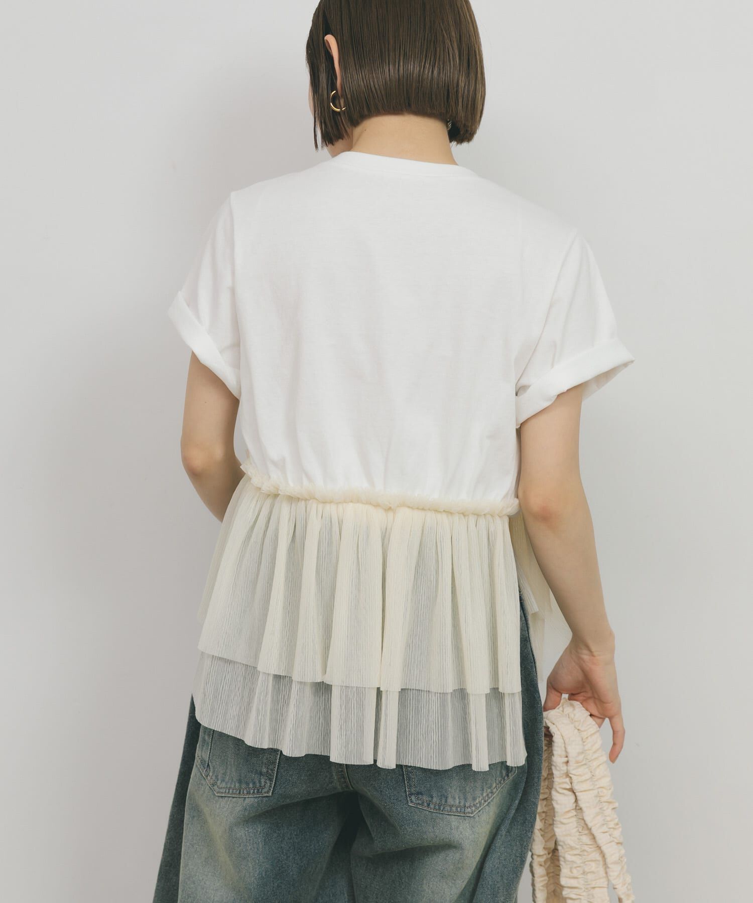  「アシメフリルドッキングTEE」|Tシャツ・カットソー|