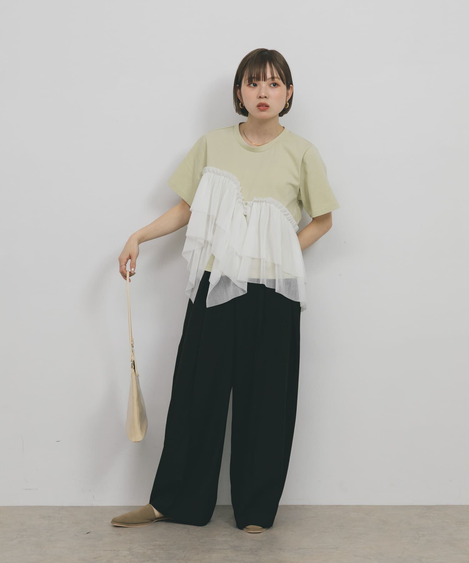  「アシメフリルドッキングTEE」|Tシャツ・カットソー|