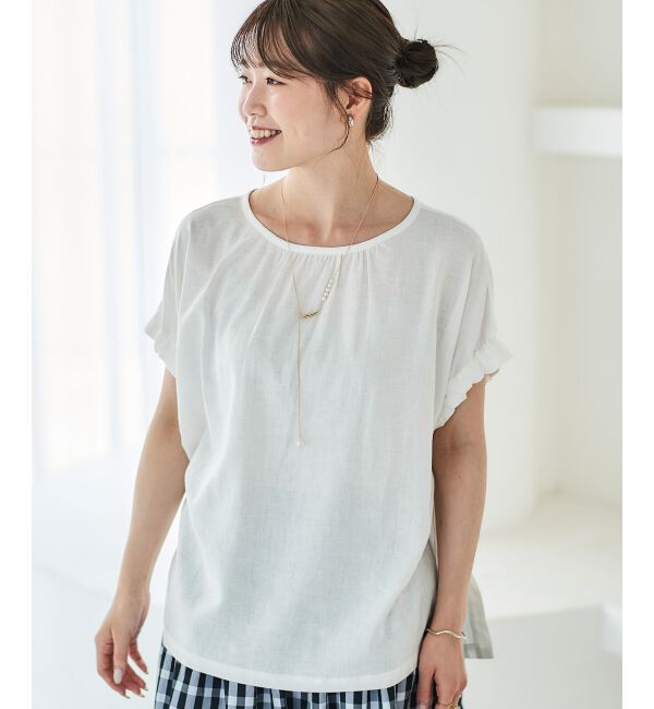 le.coeur blanc「《WEB限定アイテム》レーヨン麻袖ギャザーブラウス」|シャツ・ブラウス|オフ