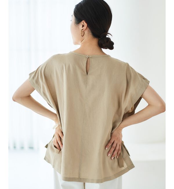 le.coeur blanc「《WEB限定アイテム》レーヨン麻袖ギャザーブラウス」|シャツ・ブラウス|