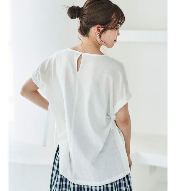 le.coeur blanc「《WEB限定アイテム》レーヨン麻袖ギャザーブラウス」|シャツ・ブラウス|