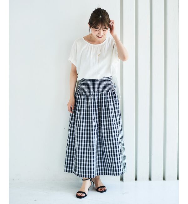 le.coeur blanc「《WEB限定アイテム》レーヨン麻袖ギャザーブラウス」|シャツ・ブラウス|