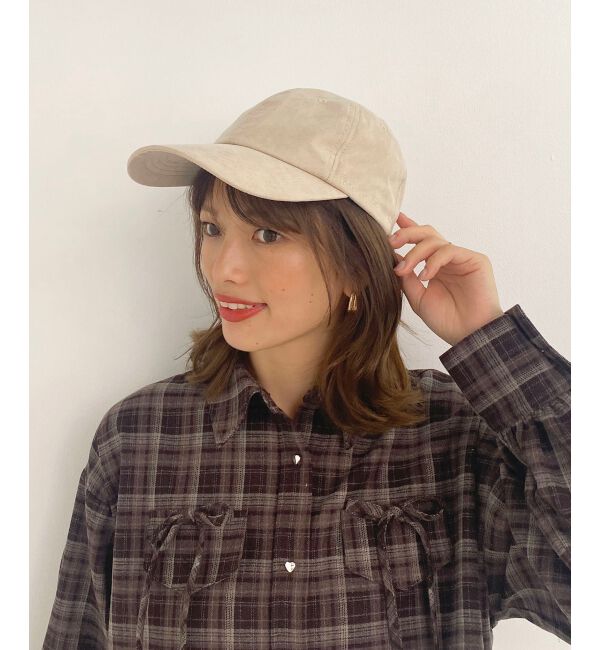  「フェイクスエードロングブリムキャップ」|キャップ・キャスケット|ベージュ