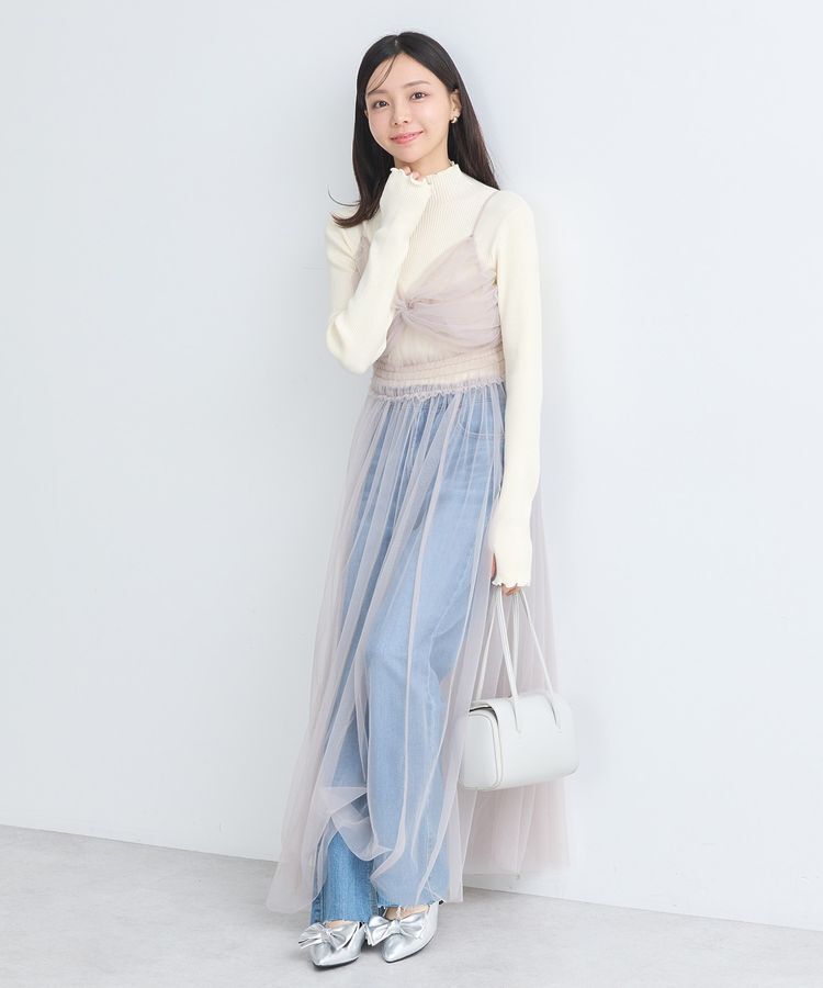 earth music&ecology「ねじりチュールキャミワンピース」|ワンピース|Gray Beige