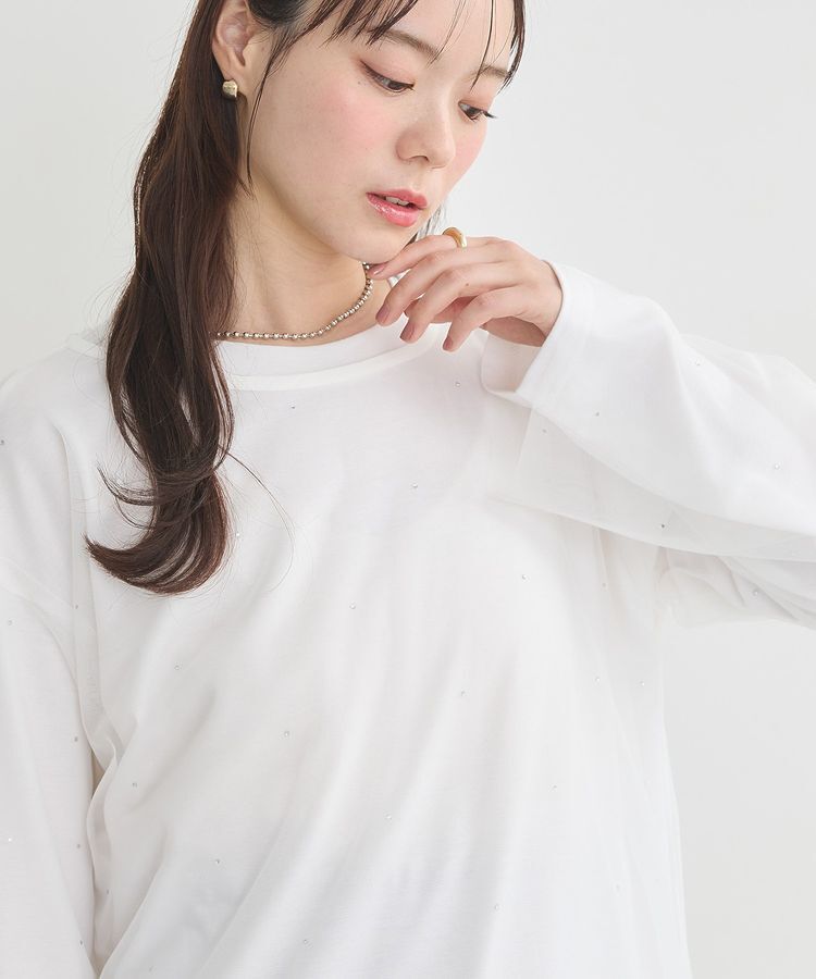 earth music&ecology「ラインストーンチュールドッキングプルオーバー」|Tシャツ・カットソー|Ivory