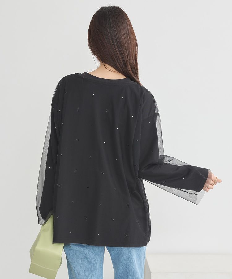 earth music&ecology「ラインストーンチュールドッキングプルオーバー」|Tシャツ・カットソー|