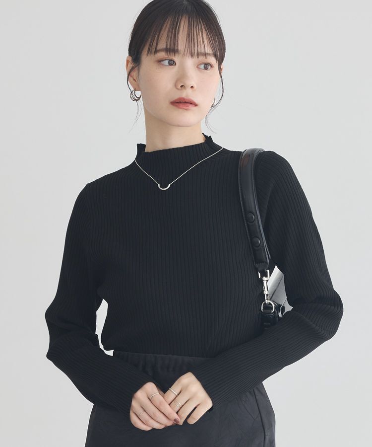 earth music&ecology「ハイネックリブニットプルオーバー」|ニット・セーター|Black