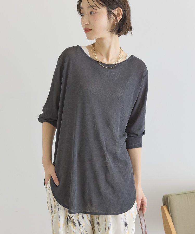 AMERICAN HOLIC「ラウンドカットシアープルオーバー」|Tシャツ・カットソー|Charcoal Gray