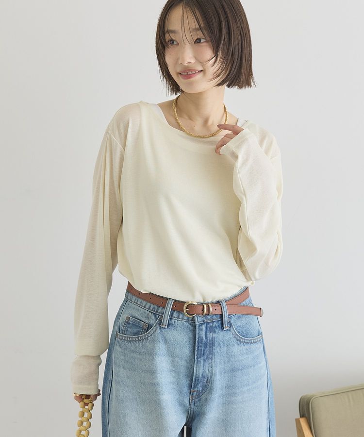 AMERICAN HOLIC「ラウンドカットシアープルオーバー」|Tシャツ・カットソー|Light yellow