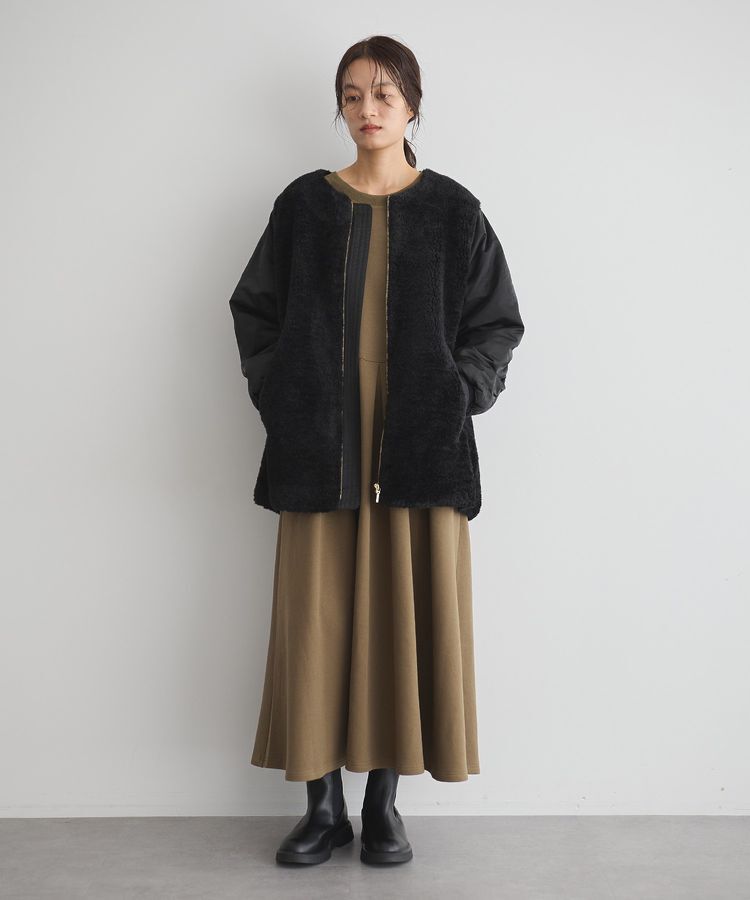 GARAGE OF GOOD CLOTHING「ダンボール&times;異素材タックワンピース」|ワンピース|