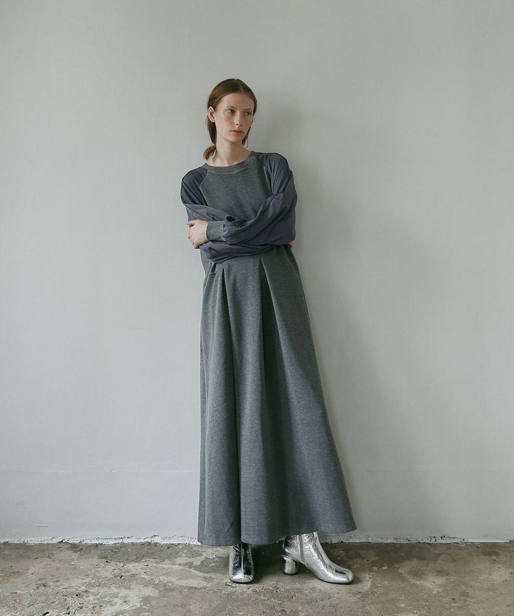 GARAGE OF GOOD CLOTHING「ダンボール&times;異素材タックワンピース」|ワンピース|