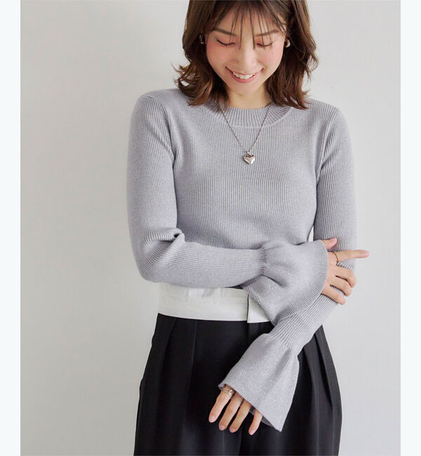 titivate「クルーネックベルスリーブニット」|ニット・セーター|