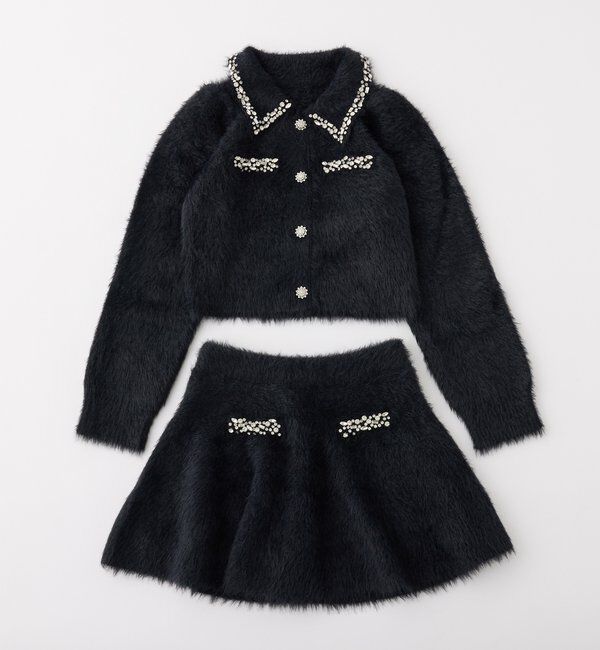  「ビジュー付フェザーニットセットアップ」|ワンピース|